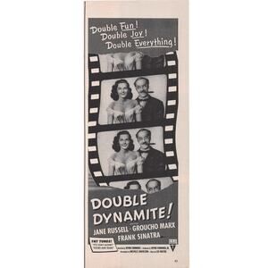 Double Dynamite Magazine Advertisement 1951 Groucho Marx Jane Russell Sinatra